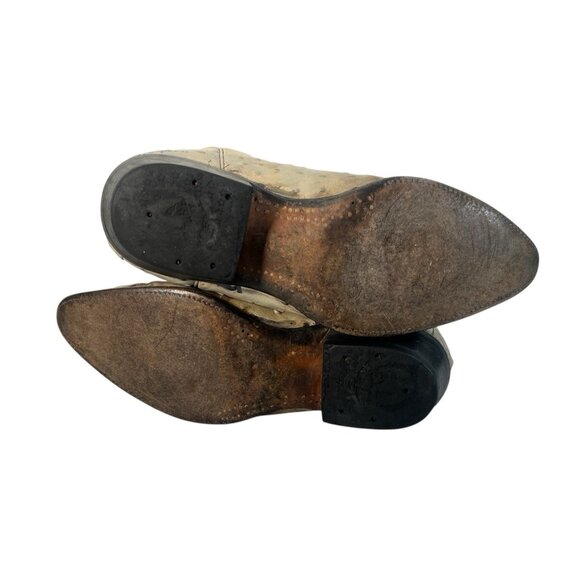 vtg El General Western Boots Mens Size 26.5 Beige Reptile Croc Leather Cowboy - Picture 6 of 8